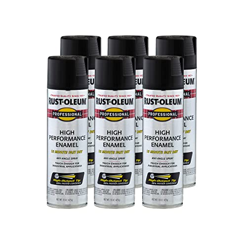 Rust-Oleum Professional High Performance Flat Black Spray Paint | Rust Prevention, Corrosion Resistant Coating, Industrial Maintenance, Any Angle Spray, Metal Equipment Protection, 15 oz - color: Flat Black, size: 15 Ounce (Pack of 6)