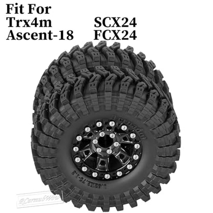 RC 1.3 Beadlock Wheels and Tires Single & Dually for 1/18 TRX4M Ascent-18,1/24 SCX24 FCX24 RC Crawler Car,Aluminium & Brass 1.3 Rims w/All Terrain Rubber Tire,4pcs,Black w/Black - color: Black(4pcs)