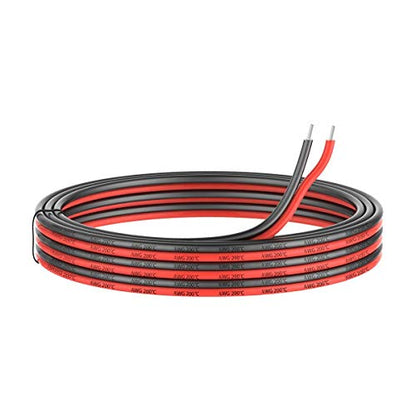 EvZ 10 Gauge Silicone Wire, 33ft 10AWG Ultra Flexible 2 Conductor Parallel Cable, Tinned Copper High Temp Resistant (-60°C to +200°C), Red Black 2 Pin Power Cord for RC, Solar, Battery & LED Strips - size: 10AWG