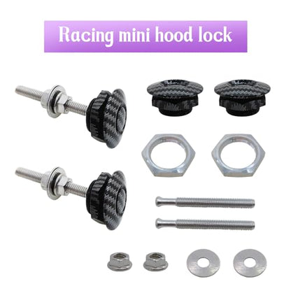 4Pcs Quick Latch Hood Pins, Universal Aluminum Quick Release Lock Latch Bumper, License Plate Lock Clip for Bumper Hood or DIY 1.25 inch(Carbon) - color: Carbon