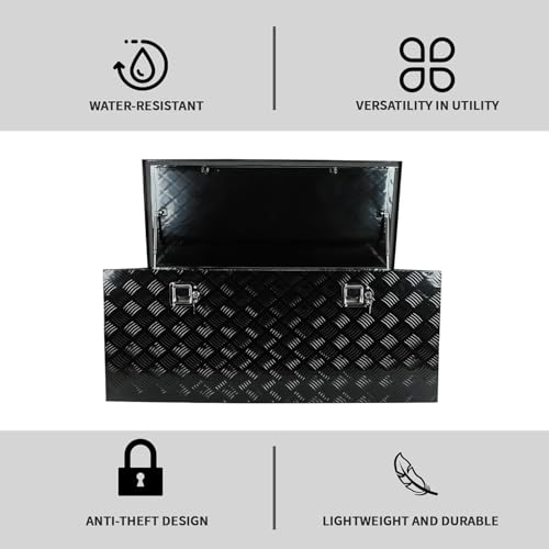 44 inch Truck Tool Box,Aluminum Truck Bed Tool Box w/Handled Lock and keys,Universal Fit for Pickup‌ Truck,Trailer,Vehicle,UTV,ATV-Black,44 X 19.5 X 17.5 inch - color: Black, size: 44 x 19.5 x 17.5 inch