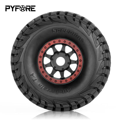 1/7 Mojave Desert Short Course Truck Tires Wheel Compatible with TRAXXAS UDR Off-Road Buggy Tire 17MM Adapter Wearable FS 336184 RC Model Car (red) - color: Red