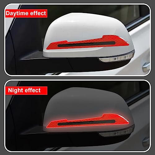12Pcs Red Reflective Car Sticker Set Rearview Mirror Reflective Stickers Side Stickers Door Handle Sticker 3D Carbon Fiber Anti Scratches Protective Films - color: red