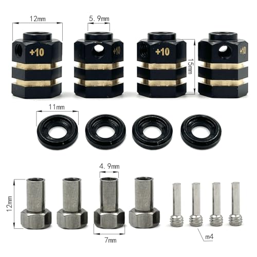12mm Wheel Hex Hub Extension Adapters for TRX4 TRX6 RC Crawlers, CNC Machined Brass Wheel Spacers (15mm) - style: 15mm