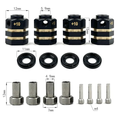 12mm Wheel Hex Hub Extension Adapters for TRX4 TRX6 RC Crawlers, CNC Machined Brass Wheel Spacers (15mm) - style: 15mm