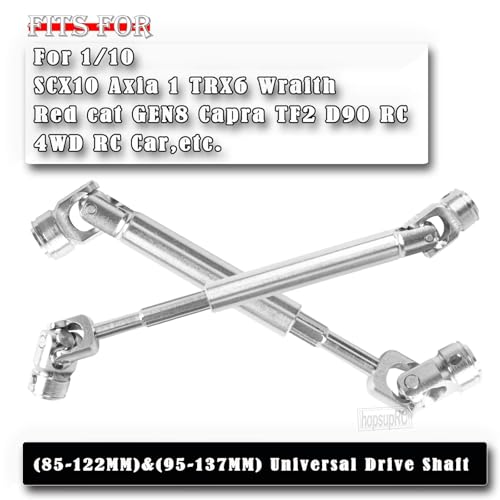 Drive Shaft 85-122MM &95-137MM Upgrades Part for 1/10 Axia 1 SCX10 SCX10 II 90046 SCX10 III AXI03007 TRX4 D90 RC Crawler,Universal Driveshaft,Steel Full Metal Axles,2PCS,Silver - style: silver/85-122&95-137