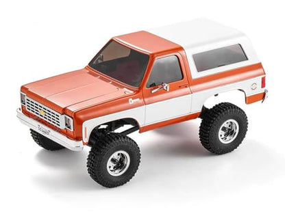 BEEZRC FMS 1/24 FCX24S Chevy K5 Blazer S RC Crawler, Officially Licensed RC Rock Crawler, RC Pickup Truck SUV, 4WD 2.4GHz Hobby RC Model, 8km/h Mini Car,Off-Road Remote Control Car for Adults(Orange) - color: Orange
