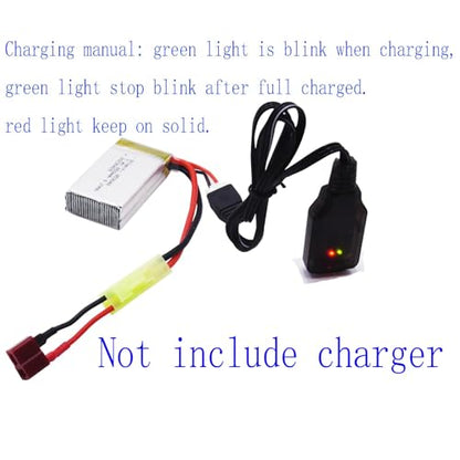 Blomiky 2 Pack 7.4V 850mAh 6.29Wh Li-PO Rechargeable Battery with Mini Tamiya Plug Suitable for 1/18 Scale 9310YL 9310 9301E 9302E 9303E 9034E 9305E RC Car Truck / 9300 850 2
