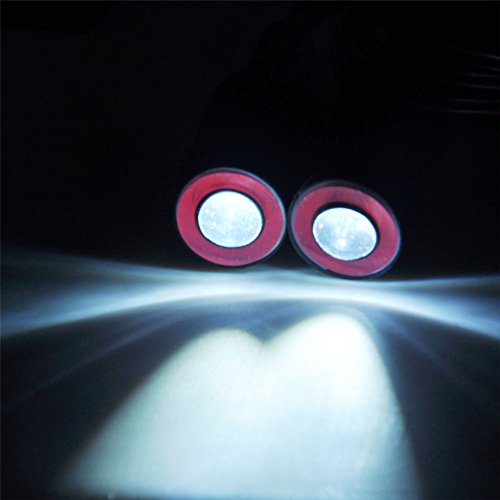 QUE-T 13mm 2 LEDs Angel Eyes & Demon Eyes LED Headlight/Back Light for 1:10 RC Model Crawler Cars, (Red + White, 13MM) - color: Red + White, size: 13MM