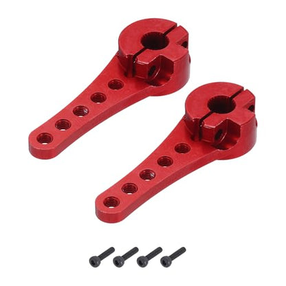 MECCANIXITY 2 Pcs Aluminum Servo Horn Long 25T Steering Arm 46mm Length Red Suitable for DIY RC Car/Boat/AirplanesBoat Model Accessories with M2.5 Screws - color: Red