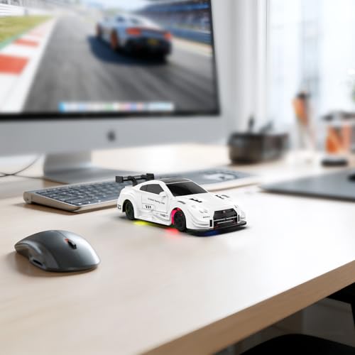RC Drift Car, 1/43 Mini RC Drift Car with Gyro, 2.4GHz Full Proportional Control, 20M/H 4WD High Speed Remote Control Alloy, LED Lights & Drift Tires, Toys Gift for Adults, Boys and Girls - color: White