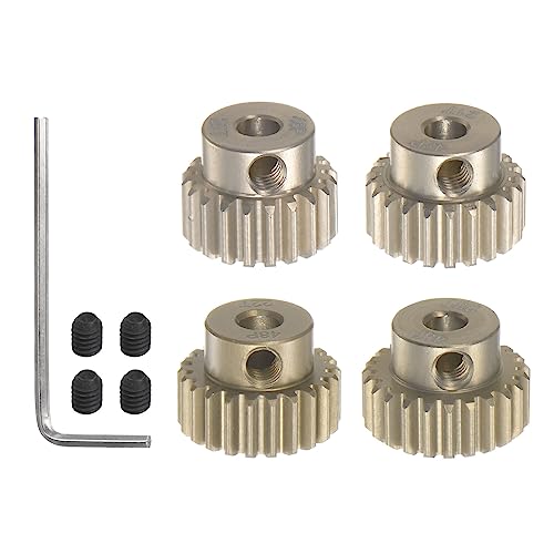 HARFINGTON 48P Hardened Pinion Motor Gear Set 4pcs 20T 21T 22T 23T Fit 1/8 inch RC Motor Shaft 48 Pitch 7075 Aluminum Gears for RC Car, with Hex Key - style: 20T 21T 22T 23T