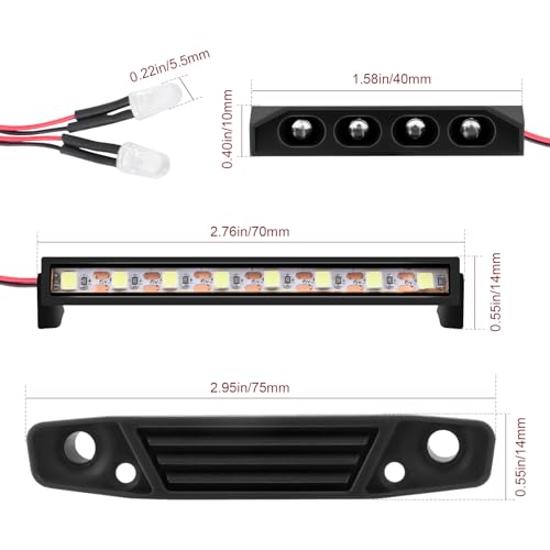 LED Light Kit for Redcat Ascent-18 with Headlights & Light Bar | RC LED Spotlight Roof Light Bar Headlight Taillight for 1/18 Crawler Redcat Ascent-18 Model Cars Upgrades