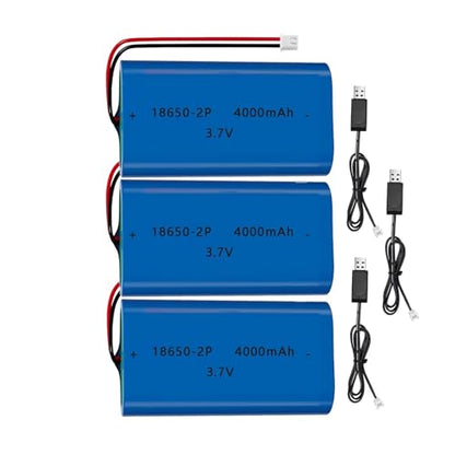 3Pack 3.7V 4000mAh Rechargeable Lithium Ion Battery Pack Li-ion Cell XH2.54-2P Plug with USB Charger for Remote Control Cars DIY Replacement - color: With Charger Cable, size: 3Pack