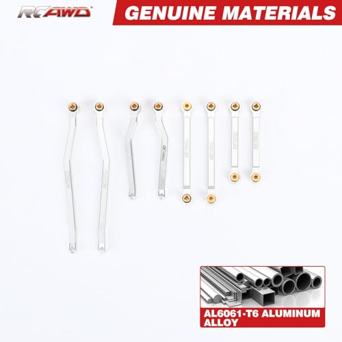 RCAWD for Hobby Plus CR18P RC Linkage High Clearance Tie Rods Set Link for Rock Van, Trail Hunter, EVO Harvest, FUR-2411 Upgrades Parts Sliver - color: Sliver