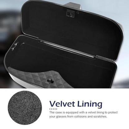 Sun Visor Sunglasses Case, 6.7" x 3.2" Sun Visor Eyeglasses Box, Plastic Hard Shell Sunglass Protective Holder, Universal for Most Cars (Black)