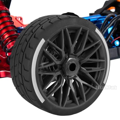 RC Wheels and Tires for 1/7 Felony 6S BLX,RC Highway Wheel Rubber Tires,4PCS RC Drift Car Highway Tires Road Soft Tires,Black - color: Black - (4pcs Highwaytires)