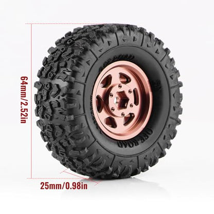 GLOBACT 1.3 Beadlock Wheel Tires -3.75mm for SCX24 AX24 TRX4M 1/18 1/24, RG - color: Rose Gold