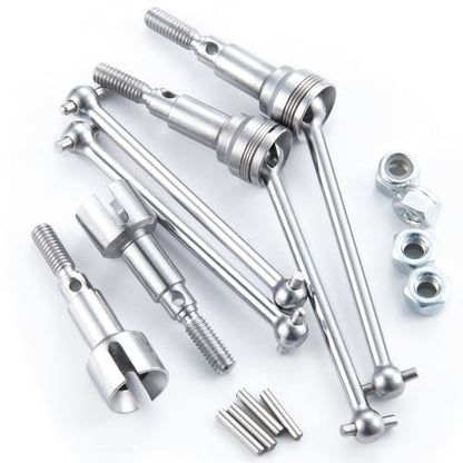 MORLORDY 4Pcs RC Front & Rear CVD Driveshaft 1 Set Metal Drive Shafts for 1/16 HBX 16889A, I-mex Katana, I-mex Shogun, Red-cat Volcano16 Upgrade Parts