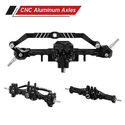 INJORA Front&Rear Axles Set - +4mm Extended Aluminum Complete Axles for TRX4M Upgrade 1/18 RC Crawler Car - size: Front&Rear