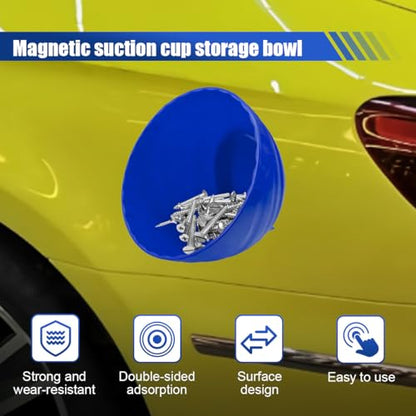 5.7 Inch Magnetic Nut Cup, Dual-Sided Magnetic Bowl, Curved Tool Tray Holds Up to 6 Lbs, Multi-Use Magneti c Parts Tray for Car Bolts Nuts Screws Small Parts Organizer(Blue) - color: Blue