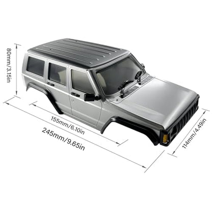 6.10in Wheelbase ABS Hardtop Cherokee Body for TRX4M Bronco Defender Chassis, 1/18 RC Crawler Body Shell with Front & Rear Bumpers (Silver Grey) - color: Silver Grey
