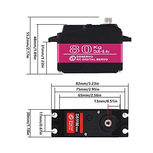 80kg High Torque RC Motor Digital Servo 1/5 Large Scale Metal Gear Waterproof - size: 80KG-270°