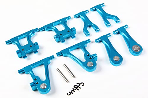 TT-02 CNC Aluminum Front Rear Arms Set for 1/10 RC Car Tamiya TT02 Upgrade Part (Front+Rear Arm Blue) - color: Front+rear Arm Blue