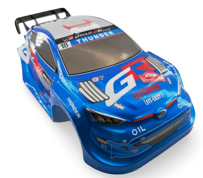 1/10 Scale RC Drift Racing Touring On Road Car Painted Body Shell, Spoiler Included, Pre-Cut, 258mm Wheelbase (Toyota GR Yaris Rally Style - Blue) - color: Toyota Gr Yaris Rally Style - Blue