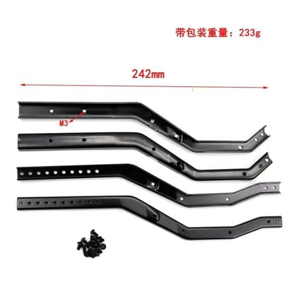 RC Crawler Frame Parts For Axial For SCX10 III 1/10 Wheelbase Adjustable Metal For Chassis Frame Rail Set RC Crawler Upgrade Parts(Black) - color: Black