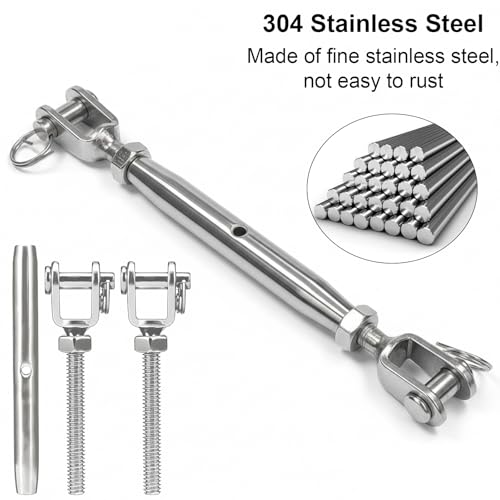 4PCS M5 Jaw and Jaw Turnbuckles for Cables Wire Rope Tension | Made of 304 Stainless Steel, Corrosion Resistant & Easy to Use,440lbs Rated,Industrial Shade Sail Rigging - size: 4PCS-M8-UU