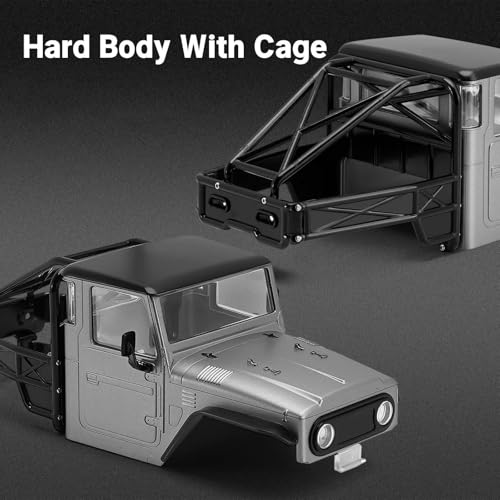 RC Upgrade Accessories for TRX4M for Defender for Bronco 1/18 IR40 Hard Body Shell with Cage RC Crawler Car Parts Upgrade Modification RC Car Accessories(Gray) - size: Gray