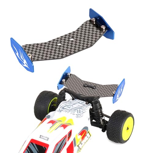 RC Rear Wing Carbon Fiber RC Tail Wing for Losi 1/24 Micro-B 2WD Buggy RC Car Upgrade Parts (Blue) - color: Blue