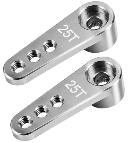 2PCS 25T Aluminum Servo Horn, 3-Hole RC Steering Arm for Futaba Savox MG995 | CNC Aluminum Servo Arm M3 Thread Adjustable Linkage 12mm 16mm 20mm Positions 1/8 1/10 RC Power HD MG996 Crawler Buggy Truck - color: Silver