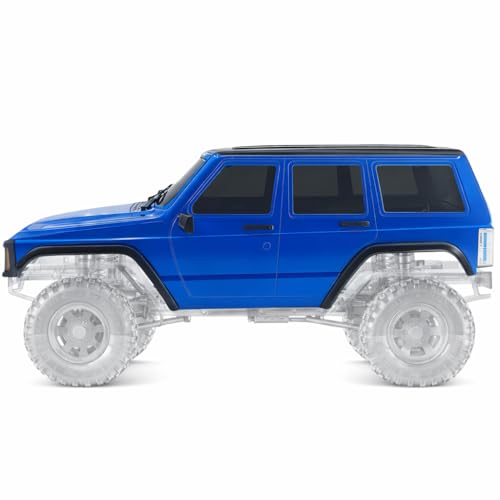 6.10in Wheelbase ABS Hardtop Cherokee Body for TRX4M Bronco Defender Chassis, 1/18 RC Crawler Body Shell with Front & Rear Bumpers (Blue) - color: Blue