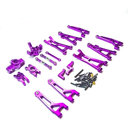 Upgrades Aluminum Suspension Arms & Steering Knuckle Kit & Linkage Assembly Parts Kit, Compatible with Hyper Go H16BM H16GT H16DR HAIBOXING BEZGAR DEERC Jetwood 1/16 RC Car (Purple) - color: Purple
