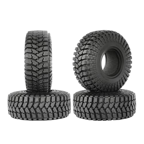 RC Car Tires,WONFAST 4PCS 1.55 inch Mud Wheel Tyre Terrain Crawler Rubber Tires Foam Insert for 1:10 RC Crawler Car for Axial 90069 TF2 D90 CC01 LC70 Tamiya MST JIMNY UTB18(90MM-A) - color: 90mm-a