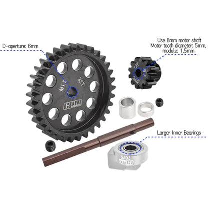 GPM 40Cr Carbon Steel M1.5 Spur Gear 33T + Motor Gear 12T for 1:5 Traxxas X Maxx