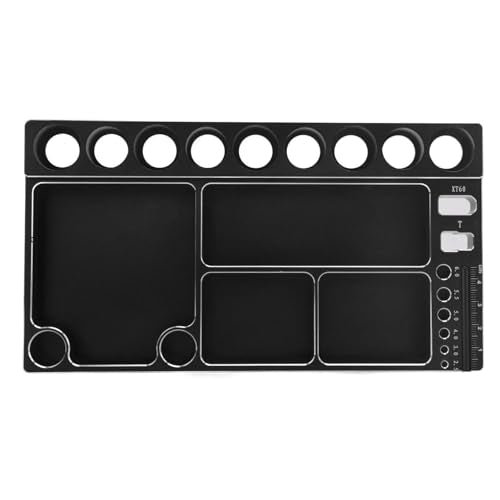 RiToEasysports RC Screwdriver Tool Storage Rack Magnetic Screw Tray Aluminum Alloy with 4pcs Magnetic Pads for RC Cars Airplanes Helicopters Repair (Black) - color: Black