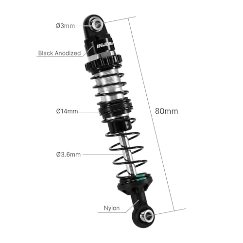 INJORA DRX 80mm Dual-rate Spring Oil Shocks for TRX4 SCX10 1/10 RC Crawler - size: 80mm