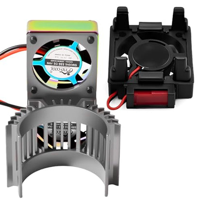 VXL-3s ESC Cooling Fan and Motor Cooling Fan 28000 RPM Dual Fan Set for 1/10 Traxxas Slash 4x4 Stampede 4x4 Rustler 4x4 VXL Hoss 4×4 Velineon VXL 3s Heat Sink Replace #3340, Grey & Black - style: SRQ-Grey Black