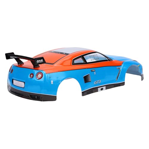 Drfeify 1:10 Scale RC Car Body Shell, RC Racing Car Shell and Rear Wing for 26cm Wheelbase Racing Vehicles (Blue Orange) - color: Blue Orange