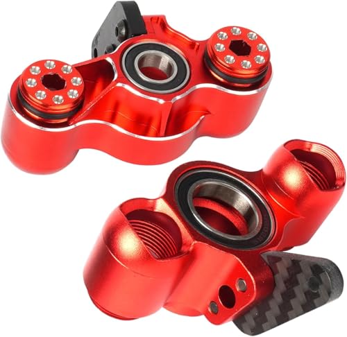 Aluminum Front Steering Knuckles Blocks for ARRMA 1/8 Mojave TYHPON | Infraction FIRETEAM Felony BLX 6S 1/7 4WD,Durable RC Car Caster Blocks C-Hubs w/Bearings,Hub Carriers Parts AR330187 - color: Red, size: Front Steering Knuckles(Thin)