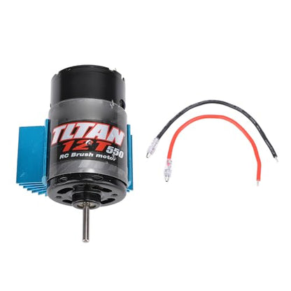 Alomejor 550 RC Car Motor, Brushed Motor with Cooling Fan and Heat Sink for Axial SCX10 HPI JL 90046 Slash 1:10 RC Crawler (12T) - size: 12T