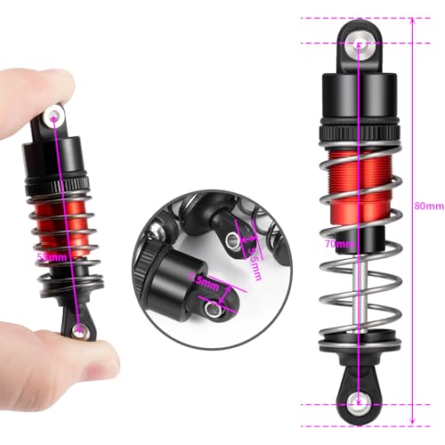 70mm Shocks Oil Shock Absorber RC Shock Absorber Damper Set Upgrade Parts Compatible with TRX4 TRX6 Axial SCX10 D90 90046 1/10 RC Rock Crawler (Red-70MM) - color: Red-70MM
