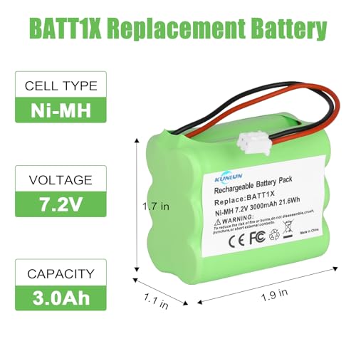 KUNLUN 3000mAh 7.2V Replacement Battery for 2GIG BATT1X BATT2X BATT1 | Compatible for 2GIG Go Control Panel Security Alarm System GC2, 2GIG-CNTRL2, 2GIG-CP2, GCKIT311, 228844, 6MR2000AAY4Z