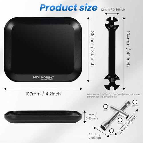 Mini Micro Magnetic Tray RC Car Tool Kit Hex Socket RC Wheel Wrench Tool Hex Nut Driver Tiny RC Model Car Repair Tool Set - for 1/8 1/10 Scale RC Cars, Includes 4-Way 6-in-1 Screwdriver Black - color: Black