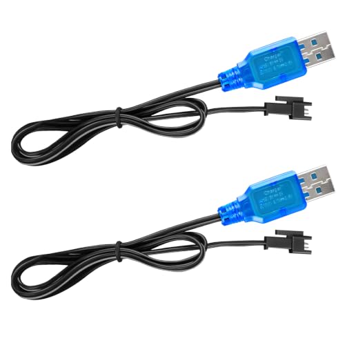 3.7V Lipo Battery Charger - SM-2P Cable RC Toy Remote Control Car Vehicle Rechargeable Li-ion Batteries Chargers USB for Bunch Bubble Gun Stunt Truck Boat 2 Pack