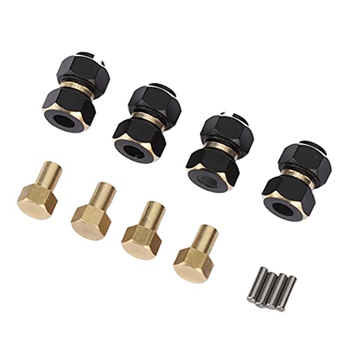 AYNEFY 10mm Brass Wheels Hex Hub Extension, Solid Brass Hex Drive Adapter 4PCS, 7mm Dia 3.5mm Center Aperture, Stable Fit for 1 18 RC Crawler Upgrade