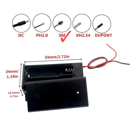 2Pcs Battery Holder with SM 2Pin Connector On/Off Switch for 3V AA 2 Cell, 2 x 1.5V AA Battery Power Case Plastic Box with Cover Leads for RC Model DIY (2AA Covered with sm) - size: 2AA covered with sm